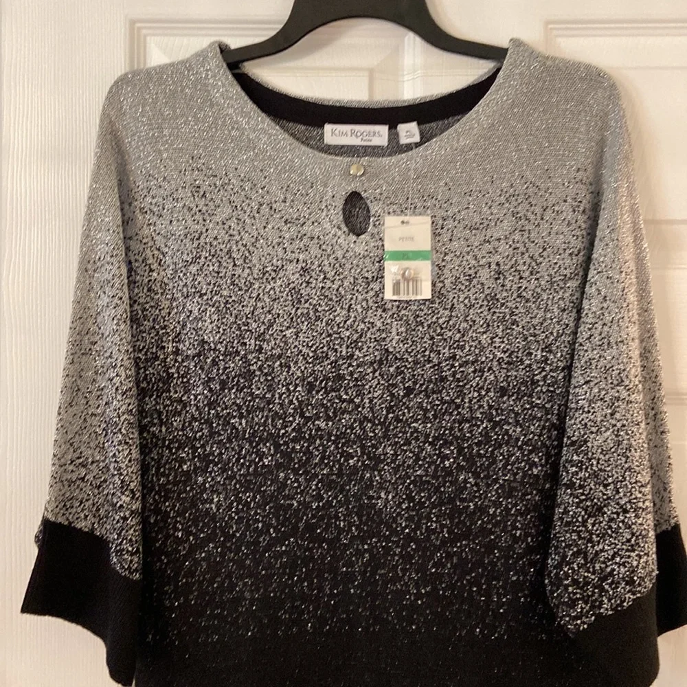 Beautiful Kim Rogers Shirt size PL brand new with tags color silver and black - Picture 2 of 12